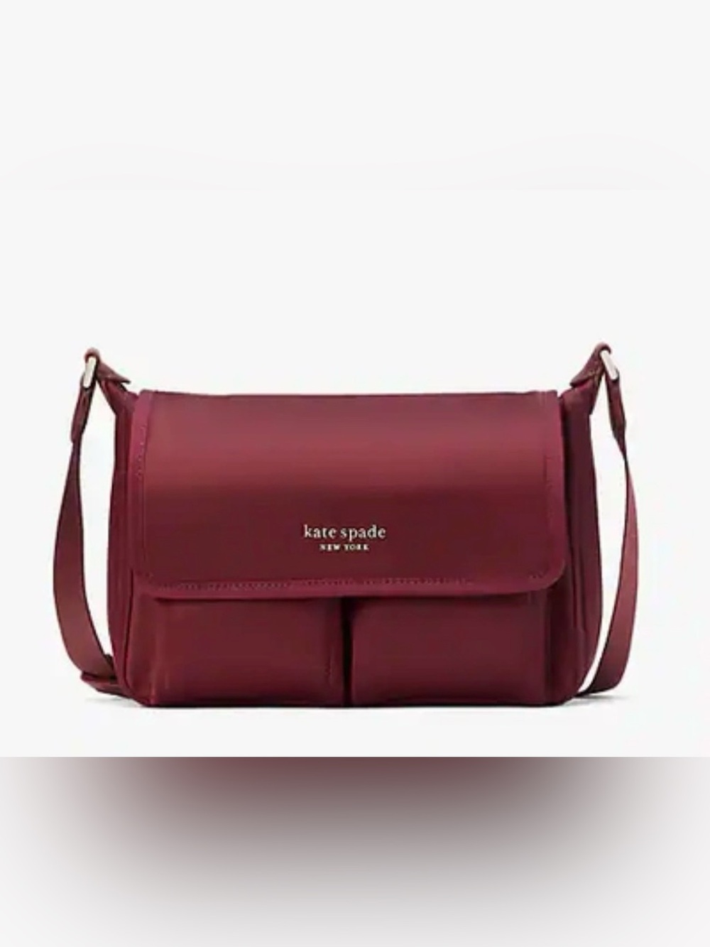 Kate Spade Merlot flap crossbody bag with gold logo